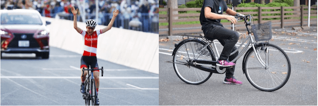 ママチャリとロードバイクの速度