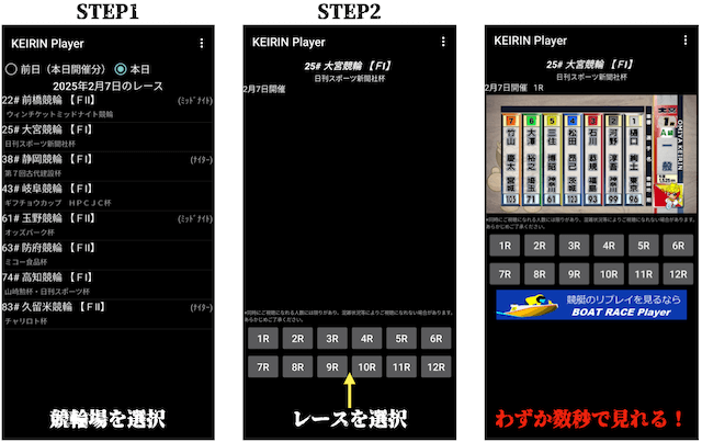 KEIRINplayer 使い方