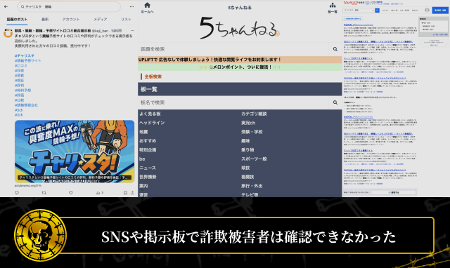 チャリスタ　詐欺被害者を調査