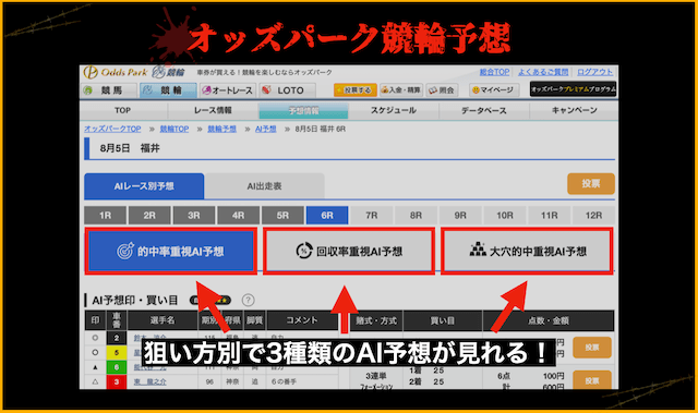 オッズパーク　3種類の競輪予想