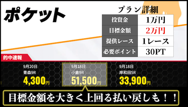 競輪ストライク「ポケット」　的中実績