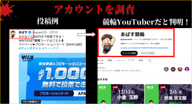 ウィンチケット招待アカウントを調査